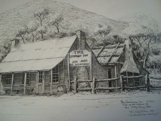 The Glenrowan Inn Victoria - Ned Kelly - 1980 Drawing Art - Artist Watson - Lge