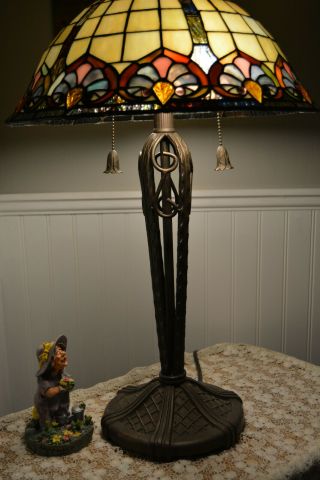 Tiffany 24.  5 Inch 2 Light Table Lamp - Floral Stained Glass Vintage Bronze 2