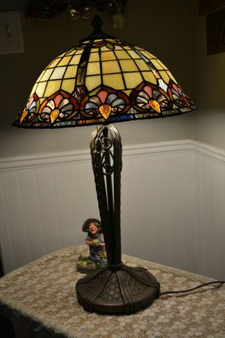 Tiffany 24.  5 Inch 2 Light Table Lamp - Floral Stained Glass Vintage Bronze 3