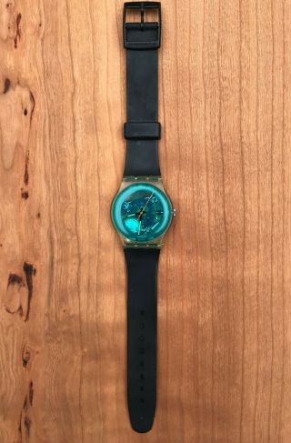 1988 Vintage Swatch Watch Gk103 Turquoise Bay With Case