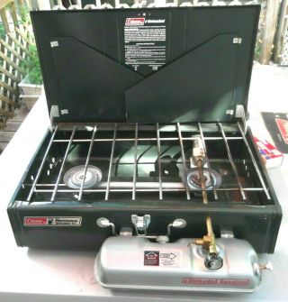 Vintage Coleman 2 - Burner Power House Unleaded Camping Stove Model 414 - 700 W/box
