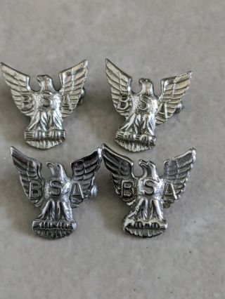 4 Vintage Sterling Silver Boy Scouts Of America Bsa Eagle Pins