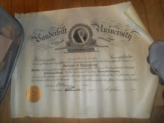 Vtg Vanderbilt University Bachelor Of Engineering June 2,  1940 Diploma