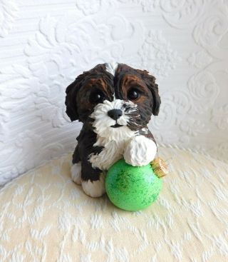 Reserved Special Order Christmas Havanese Puppy Sculpture Clay By Raquel