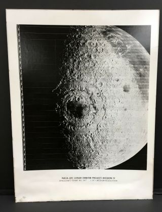 Rare Vintage Nasa Lunar Orbiter Iv Mare Orientale Basin On The Moon Image C1967