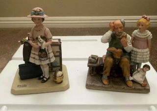 Norman Rockwell Figurines - “vacation’s Over” & “the Cobbler”