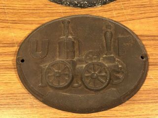 Antique Cast Iron Union Fire Insurance Mark Plaque Sign Uf Pulled From Fire