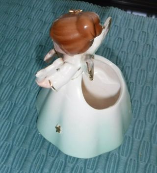 Vintage Inarco Planter Lady Angel in Green Dress with Harp 1961 F - 529B 3