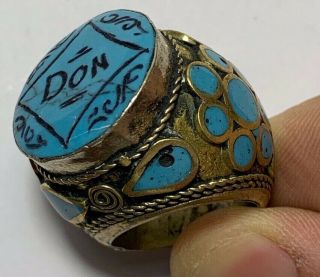 Huge Late Medieval Silvered Ring With Seal " Don " 37mm (inner 22mm)