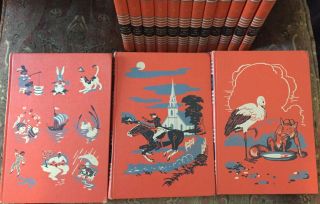 VINTAGE CHILDCRAFT CHILDREN BOOKS 1954 FULL SET VOLUMES 1 - 15 Orange Hardcover EC 2