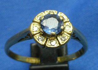 Vintage 18ct Gold Sapphire Diamond Ring Birmingham 1965 2.  97g Size Q/p