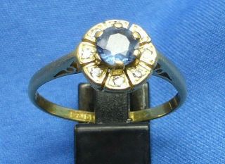 VINTAGE 18CT GOLD SAPPHIRE DIAMOND RING BIRMINGHAM 1965 2.  97G SIZE Q/P 2