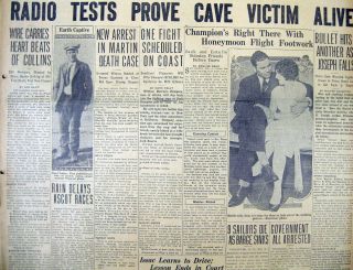 8 1925 Hdlne Newspapers Floyd Collins Trapped Rescue Attempt Sand Cave Kentucky