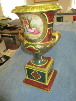Vintage Antique Austrian Royal Vienna Porcelain 13 1/2 " Urn Vase