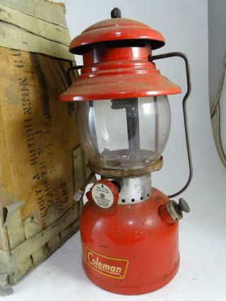Vintage 1956 Coleman Model 200A Red Enamel Camping Lantern Gasoline Retro Old 2