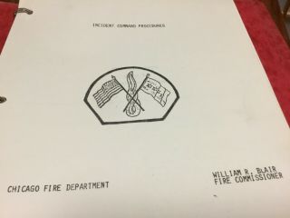 Vintage Chicago Fire Department Incident Command Procedures Booklet