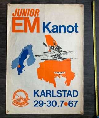 Kayak Championships Karlstad Sweden 1967 Vintage Poster