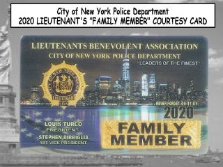 3x 2020 Nyc Police Lieutenants " Family Member " & Lba Cards - Not Pba Sba Cea Dea