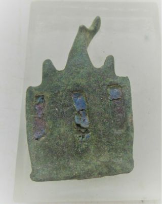 British Heraldic Medieval Bronze Pendant With Enamel
