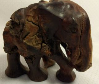 Unique Vintage King Ebony Wood Hand Carved Elephant Figurine Tribal African