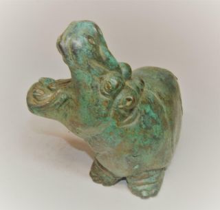 Antique or Vintage Unique Solid Bronze Hippopotamus Hippo statue paperweight 2