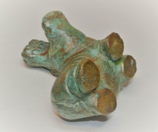 Antique or Vintage Unique Solid Bronze Hippopotamus Hippo statue paperweight 3