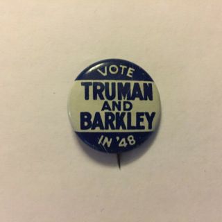 Harry Truman And Alben Barkley 1948 7/8 " Litho Button Pin