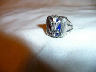 Vintage Sterling Silver Bsa Boy Scouts Eagle Scout Ring Size 9.  5