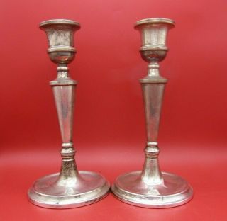 Pair Vintage Solid Sterling Silver Round Base Candlesticks 1985