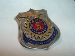 Very Rare Antique American Salvation Army Blood & Fire Shield Eagle Badge 1800s