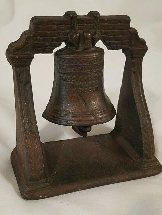 Vintage Liberty Bell Bookends Cast Iron Bronze Book End 1776 Door Stop