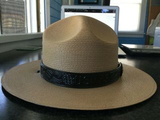 U.  S.  National Park Service Ranger Hat,  Summer Straw,  Size 7 1/2,  With Chin Strap