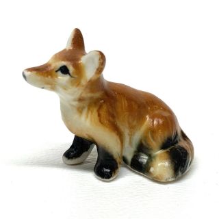 Vintage Miniature Bone China Baby Red Fox Tiny 1 - 1/8 " Inch Tall Figurine Figure