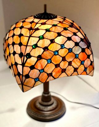 Vintage Tiffany Style Stained Glass Lamp Shade Only 16 " Inch
