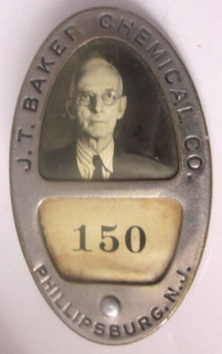 Rare Early Employee Badge J.  T.  Baker Chemical Co.  Phillipsburg,  N.  J.