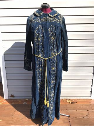 Antique Odd Fellows Blue Velvet Robe Vice Supporter Ce Ward Embroidered Costume