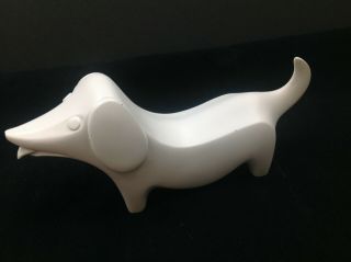 Mid Century Dog Figurine Jonathan Adler Dachshund White Matte Porcelain