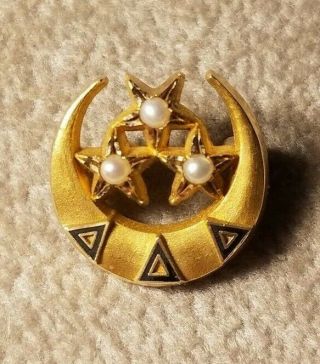Vintage Tri Delta Badge 10k Yellow Gold Pearls Sorority Pin Delta Delta Delta