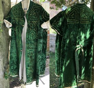 Set Of 2 Antique Odd Fellows Ioof Encampment Ceremonial Green Velvet Robes
