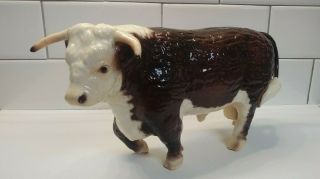 Vtg Rare Breyer Hereford 71 Walking Bull Cow Steer Hard Glossy Figurine 1958