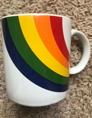 Rainbow Coffee Tea Mug By Ftd F.  T.  D.  A.  Ceramic 80s Vintage Retro 1984 3 3/4 " Tall