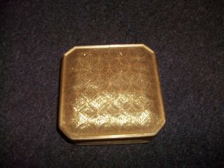 Vintage R.  O.  C.  Gold Fabric And Goldtone Jewerly Box With Mirror,  Red Velvety I