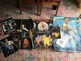 Bundle Of Queen & Freddy Mercury Vintage Merchandise Large Posters,  Programmes