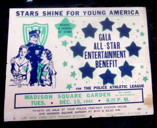 1942 Vintage York City Police Madison Square Garden 15 X 20 Poster