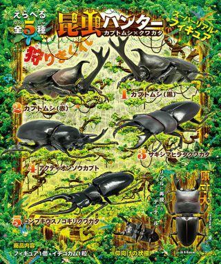 F - toys Insect Hunter Vol18 (2018) Rhino/Stag Beetles Set of 5 COMPLETE 3