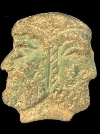 Rare Roman Period Bronze Double Bust AppliquÉ - 200 - 400 Ad (10)