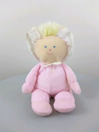 Vintage Eden Pink Baby Doll Lovey Blonde Hair Gingham White Eyelet Hat
