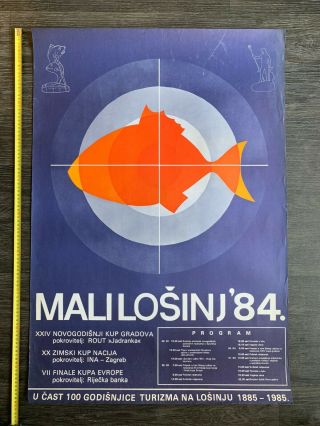 Mali Losinj 1984 Underwarter Fishing Championships Croatia Vintage Poster