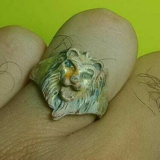Extremely Rare Ancient Lion Bronze Ring Viking Artifact Bronze Authentic