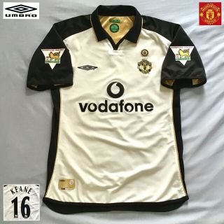 Vintage Manchester United Football Shirt Roy Keane 2001 Reversible Umbro Jersey